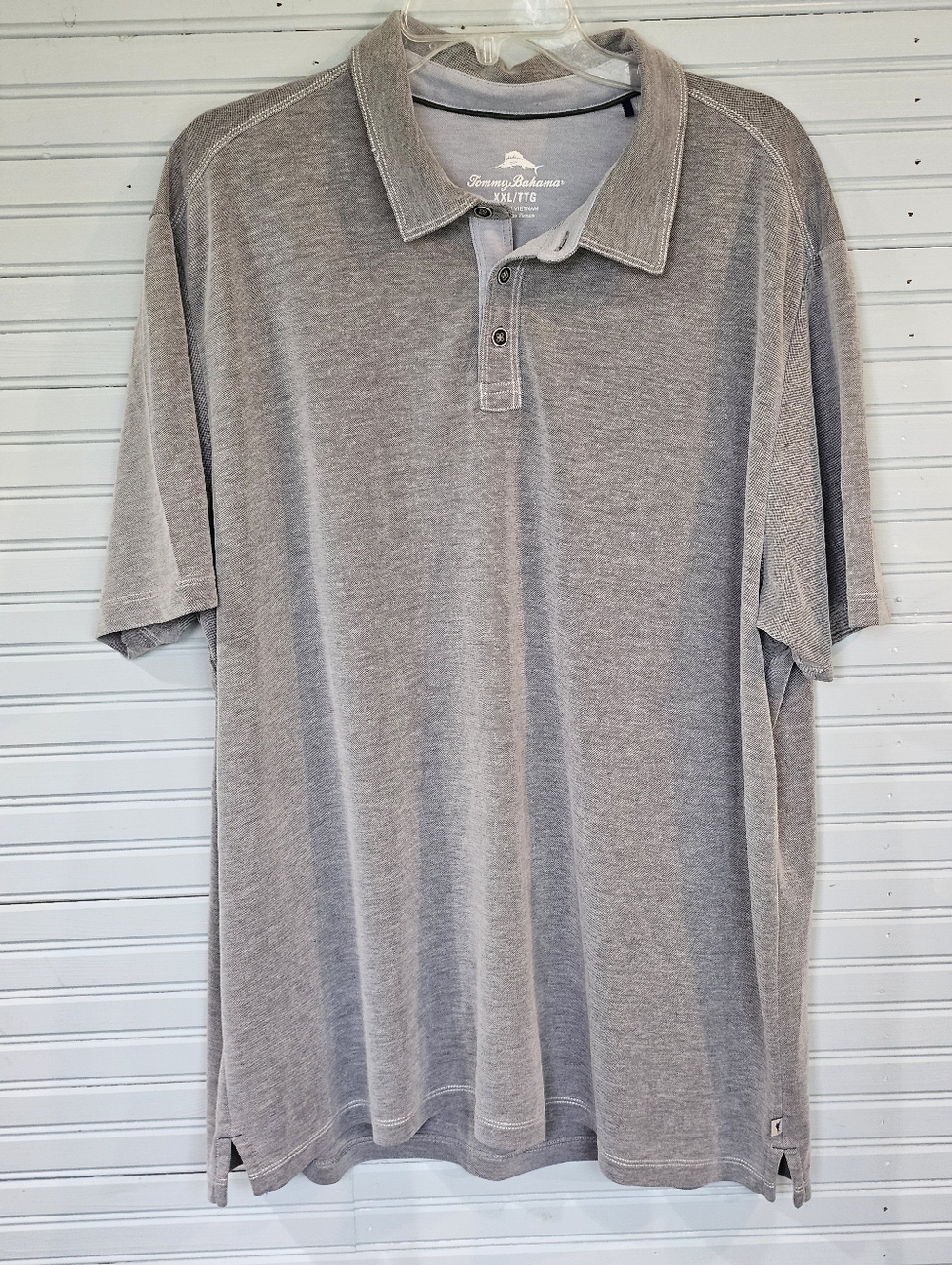 Tommy Bahama Gray Tencel Polyester Polo Shirt Men's Size 2XL